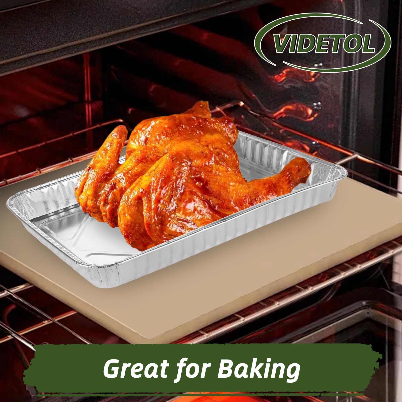 Große Einwegschalen aus Aluminiumfolie, 41 x 26 x 2,5 cm, 1500 ml, Catering-Tabletts, Lebensmittelbehälter zum Backen, Braten, Grillen und Kochen, 25 Stück