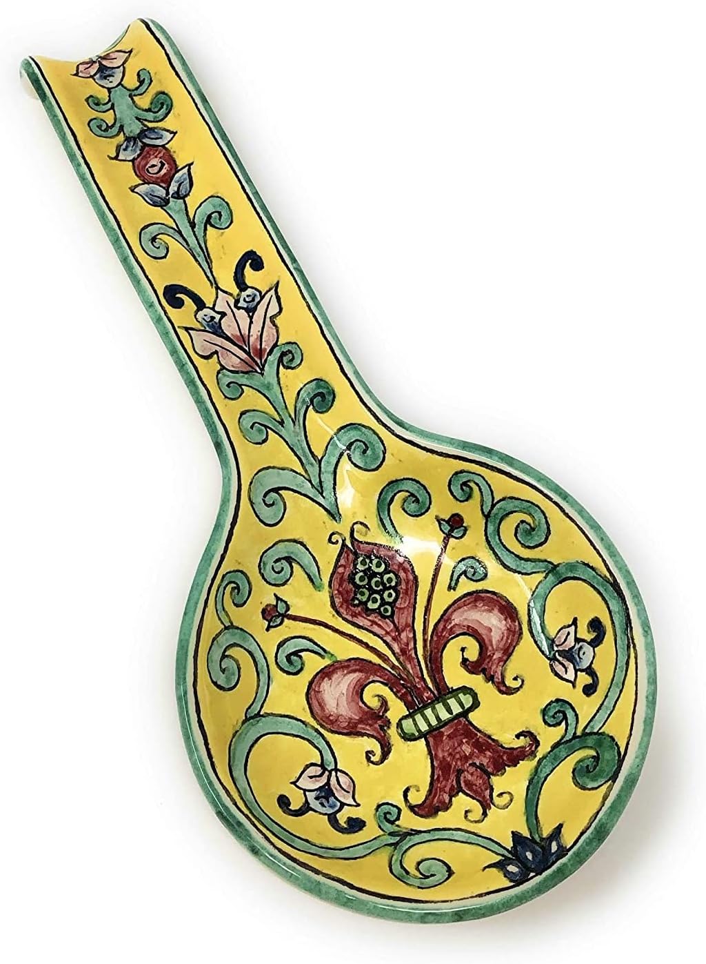 CERAMICHE D'ARTE PARRINI - Italian Ceramic Spoon Rest Holder Decorated Lily Pottery Art Hand Painted Made in ITALY Tuscan