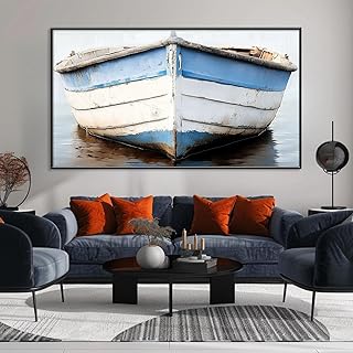 Old Wooden Ship Canvas Wall Art, Old Wooden Ship Pictures Wall Decor, Nautical Wall Decor, Nautical Canvas Wall Art, Lake House Wall Decor, Framed Coastal Wall Art (Black Frame, 30"x17"|76x43cm)