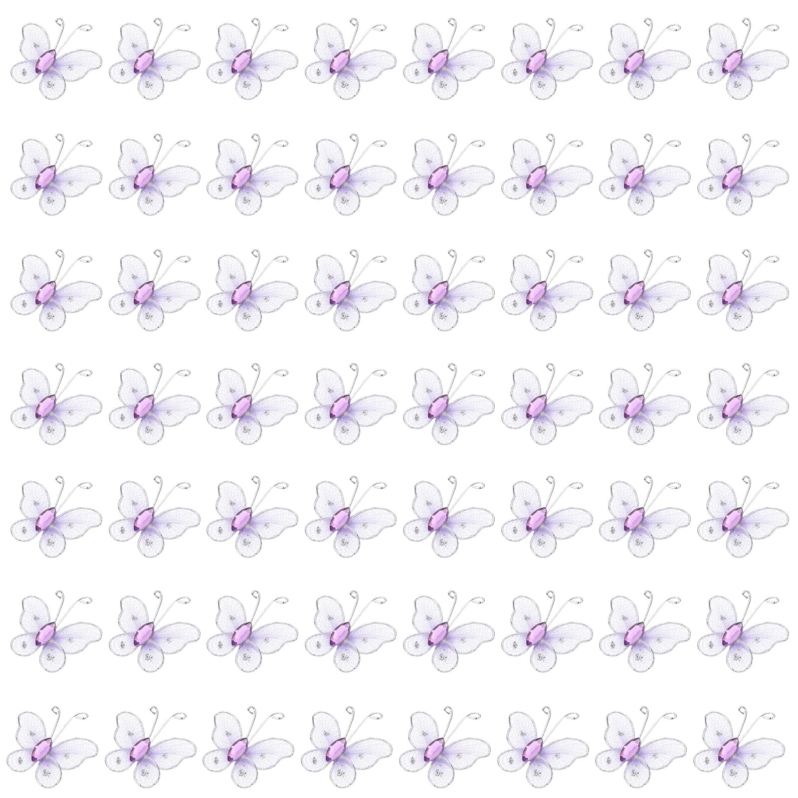 PATIKIL 50Pcs Butterflies for Crafts 1" Mesh Wire Glitter Butterfly Organza Butterflies for DIY Craft Home Decor Clothing Wedding Decoration