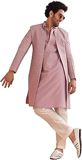 kisah Men Pink Printed Kurta Indowestern Sherwani Trouser Set-picture-40