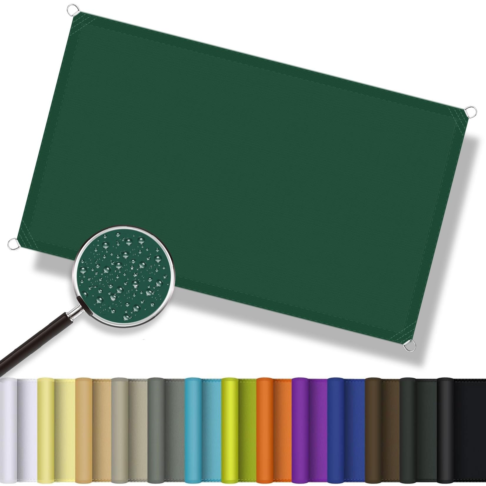 Voile d'ombrage rectangulaire 8x8,5 m vert foncé anti-UV pour terrasse