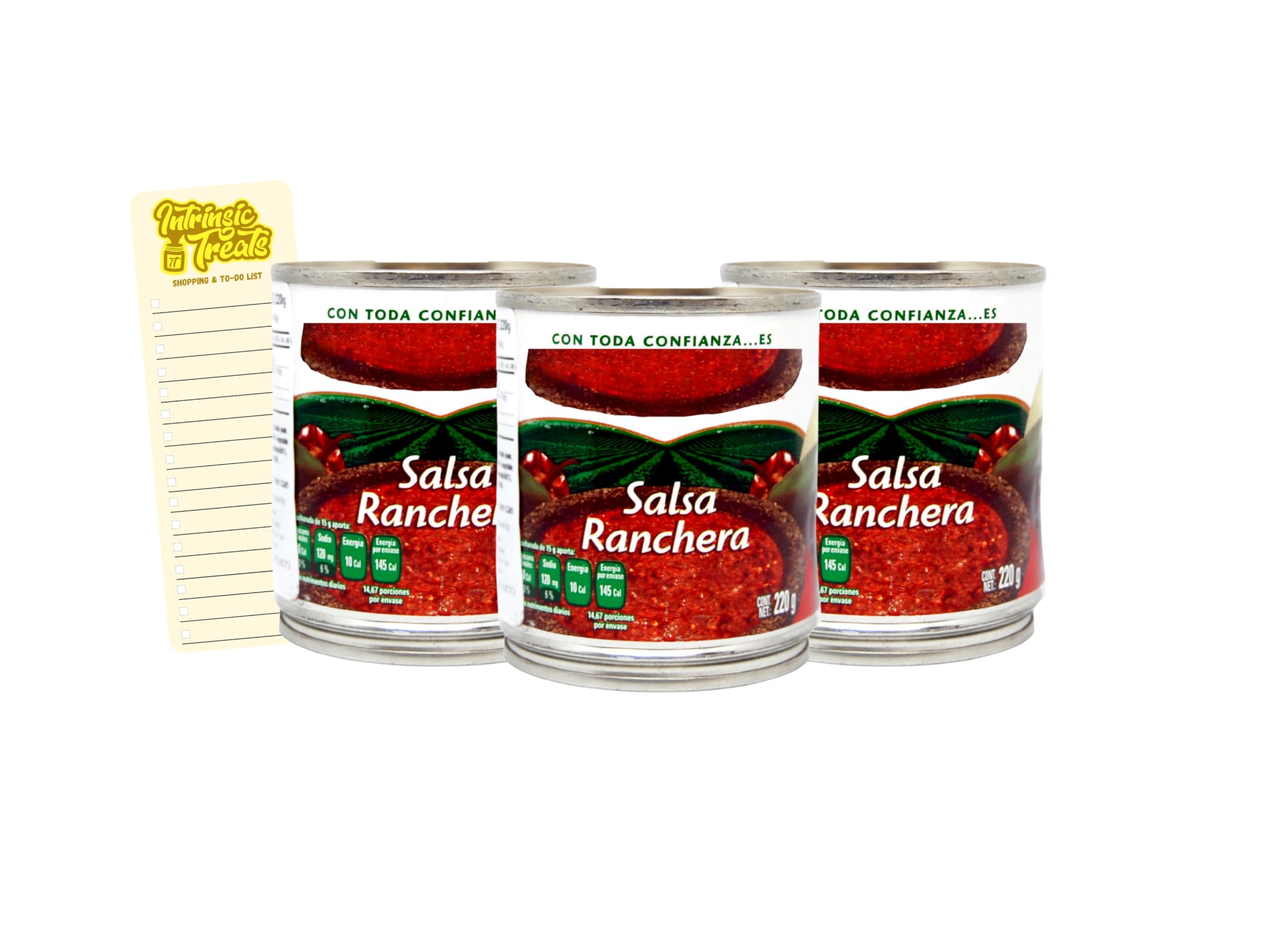 Salsa Bundle with Mexican Ranchera Salsa 220g x3 and Intrinsic Treats Shopping List Card