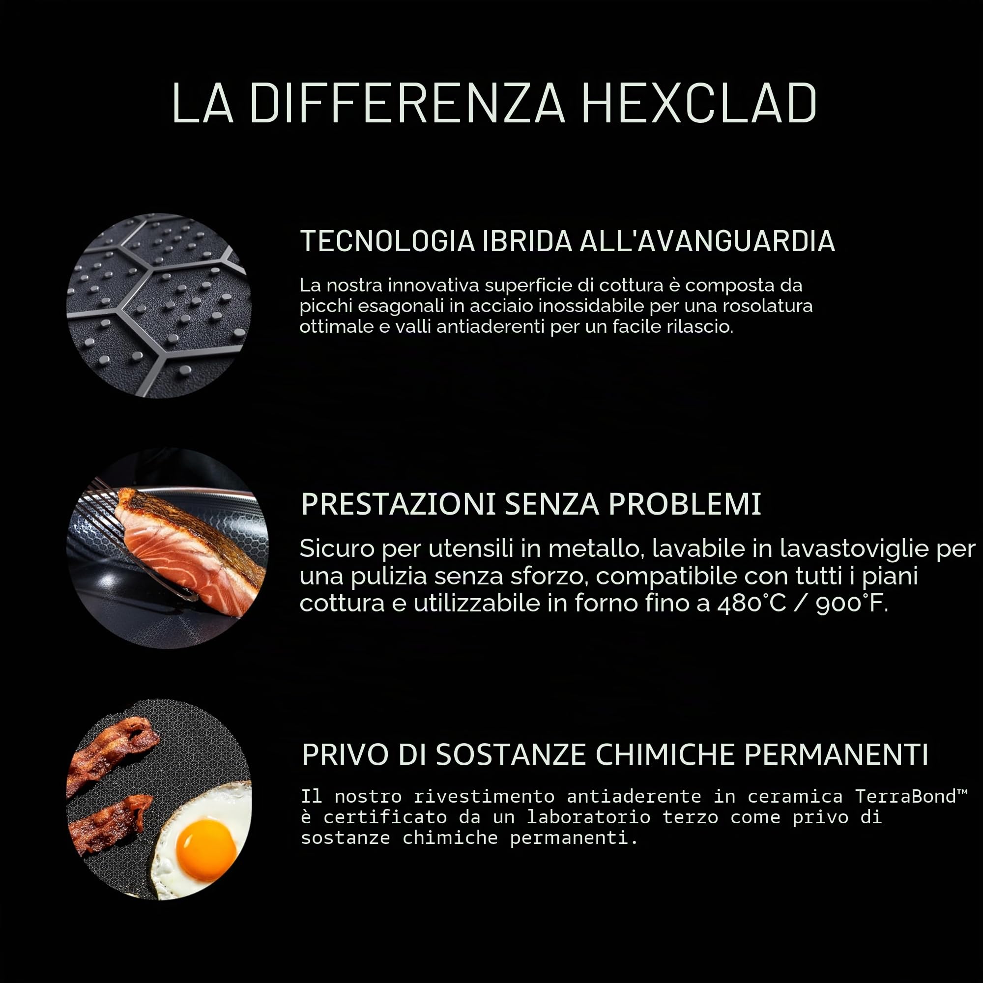 HexClad Wok ibrido antiaderente 35 cm con coperchio in acciaio, lavabile in lavastoviglie e utilizzabile in forno, adatto a induzione, compatibile con tutti i piani cottura