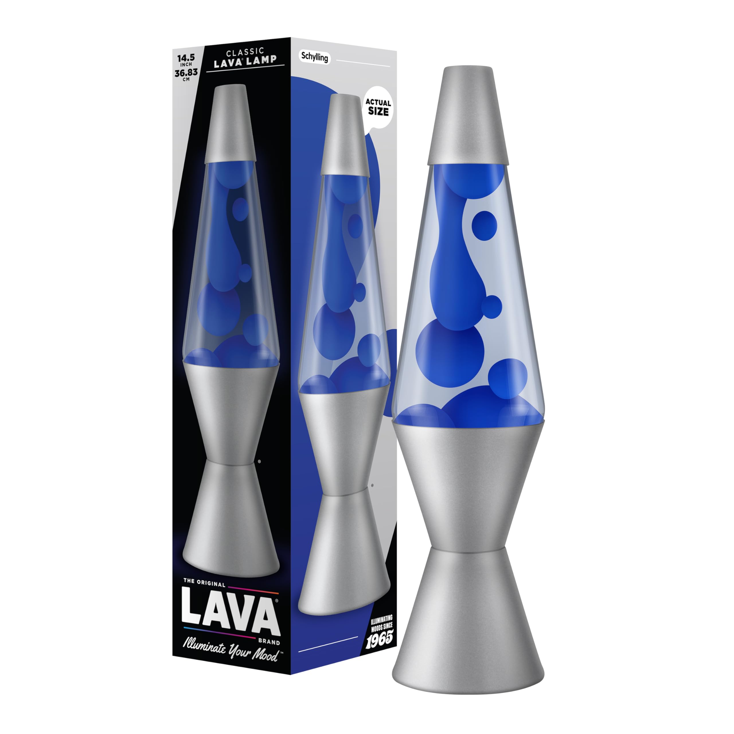 LAVA Lamp - 14.5"- The Original Motion Lamp - Blue and Clear Liquid with Silver Base - Item #2113