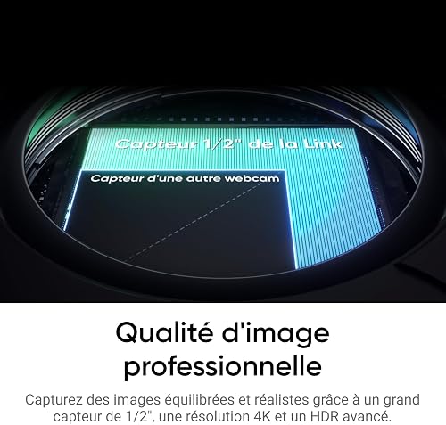 Insta360 Link 2C Noir - Webcam 4K, caméra PC Mac, Cadrage Automatique, HDR, Micro à réduction de Bruit, contrôle gestuel, pour Streaming, réunions, télétravail, Zoom, Teams, Twitch - 2