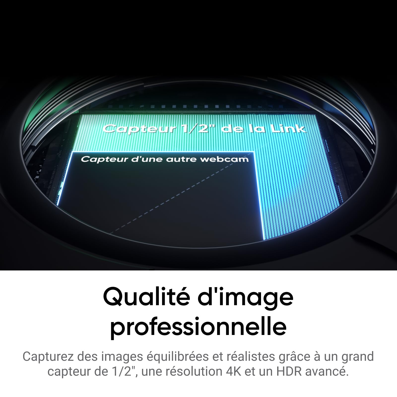 Insta360 Link 2C Noir - Webcam 4K, caméra PC Mac, Cadrage Automatique, HDR, Micro à réduction de Bruit, contrôle gestuel, pour Streaming, réunions, télétravail, Zoom, Teams, Twitch