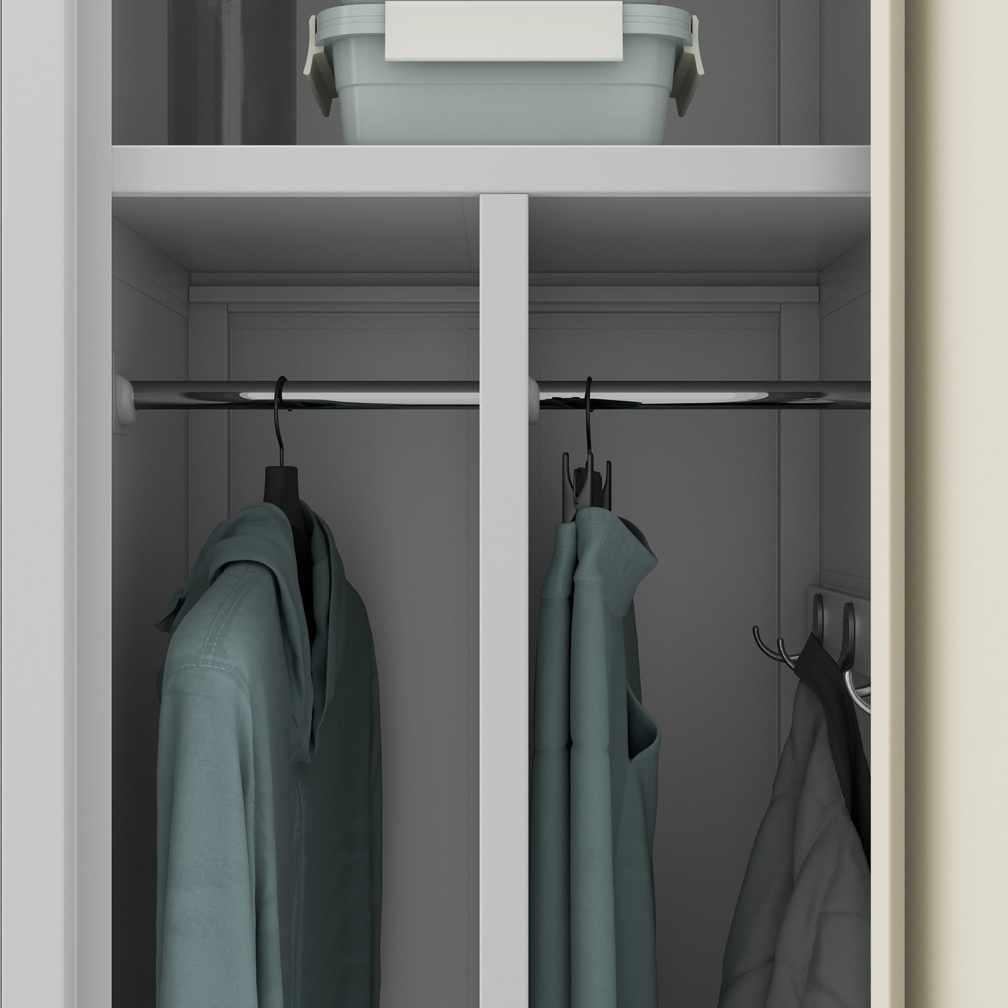 Jan Nowak armadietto spogliatoio in metallo 4 scomparti, armadio guardaroba ufficio con serratura, ventilazione, ripiani, aste appendiabiti, ganci, per dipendenti 180 x 80 x 50 cm