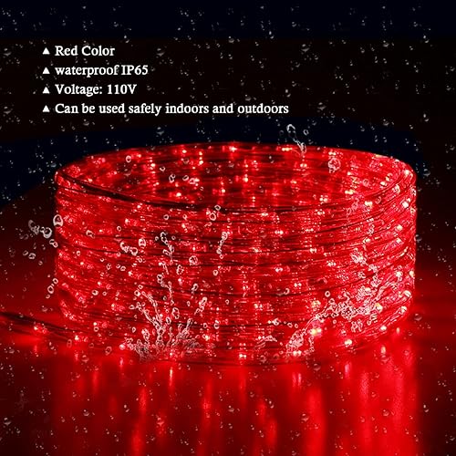 Miniatura 2 de Tuanchuanrp Tira de luces rojas de 100 pies para exteriores, tira de luces LED impermeable, iluminación decorativa para interiores y exteriores,