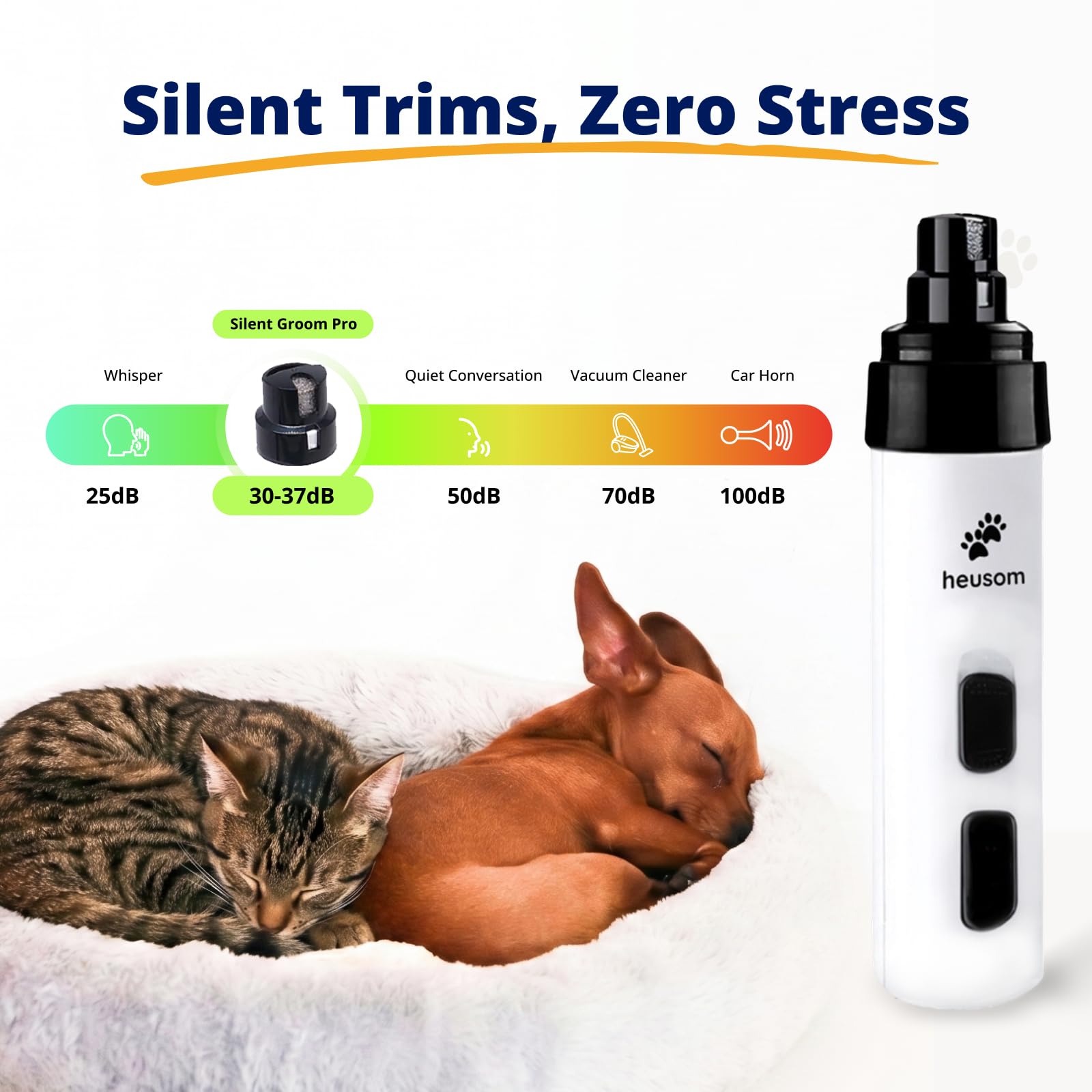 Silent Groom Pro Tagliaunghie per animali domestici | Tagliaunghie silenzioso per cani, gatti e altri animali | Toelettatura delle unghie sicura e senza stress, ideale per cani sensibili di
