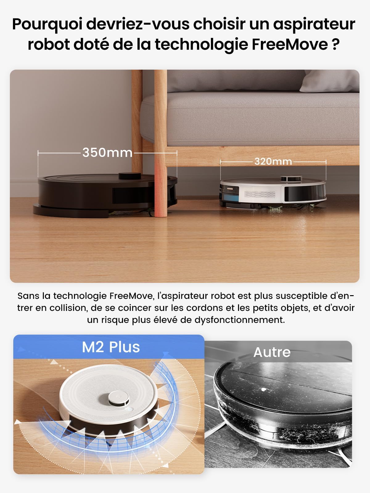Lefant M2 Plus Robot Aspirateur Laveur 6000Pa avec Station Vidage Automatique Poussière,Navigation Laser avec Cartographie,Évitement d'obstacles PSD,140min,Idéal pour Poils d'animaux