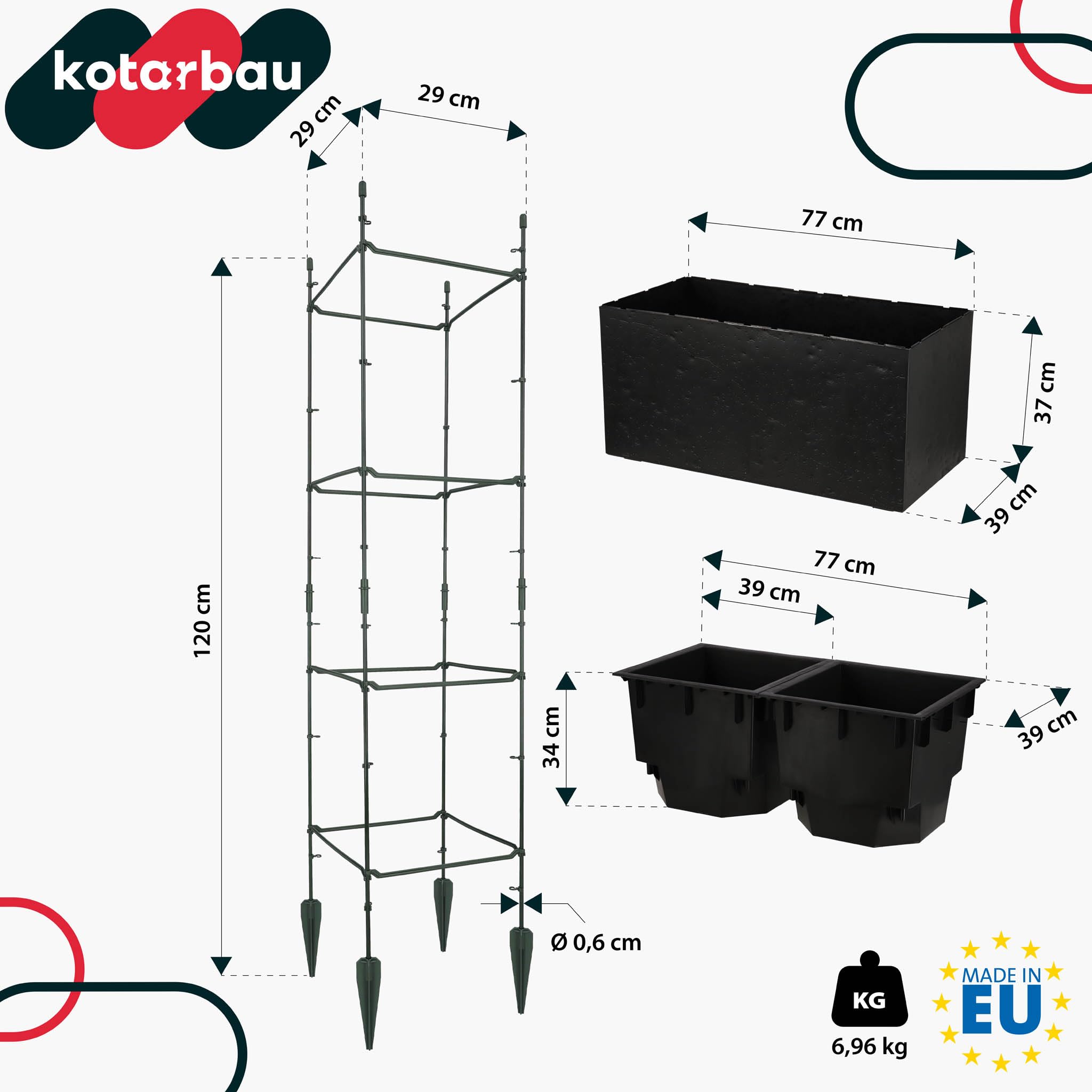 KOTARBAU® Doniczka, Donica, Podpora do Kwiatów, Drabinka do Roślin Pnących
