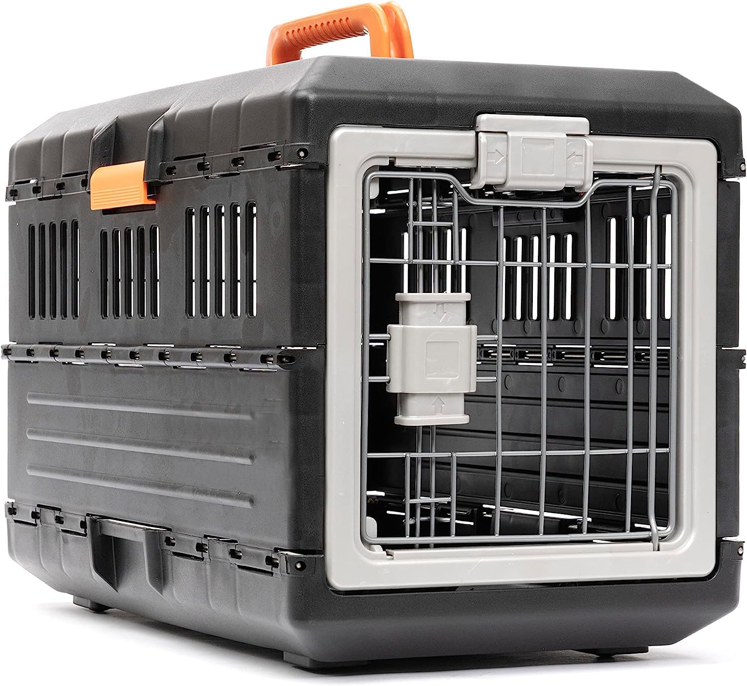 SKADE Pet Carrier & Crate, Premium Collapsible Design for Medium Cats and Dogs - Portable Kennel for Indoor/Outdoor Use - 360-Degree Ventilation & Hard Plastic Wall Protection (Large)