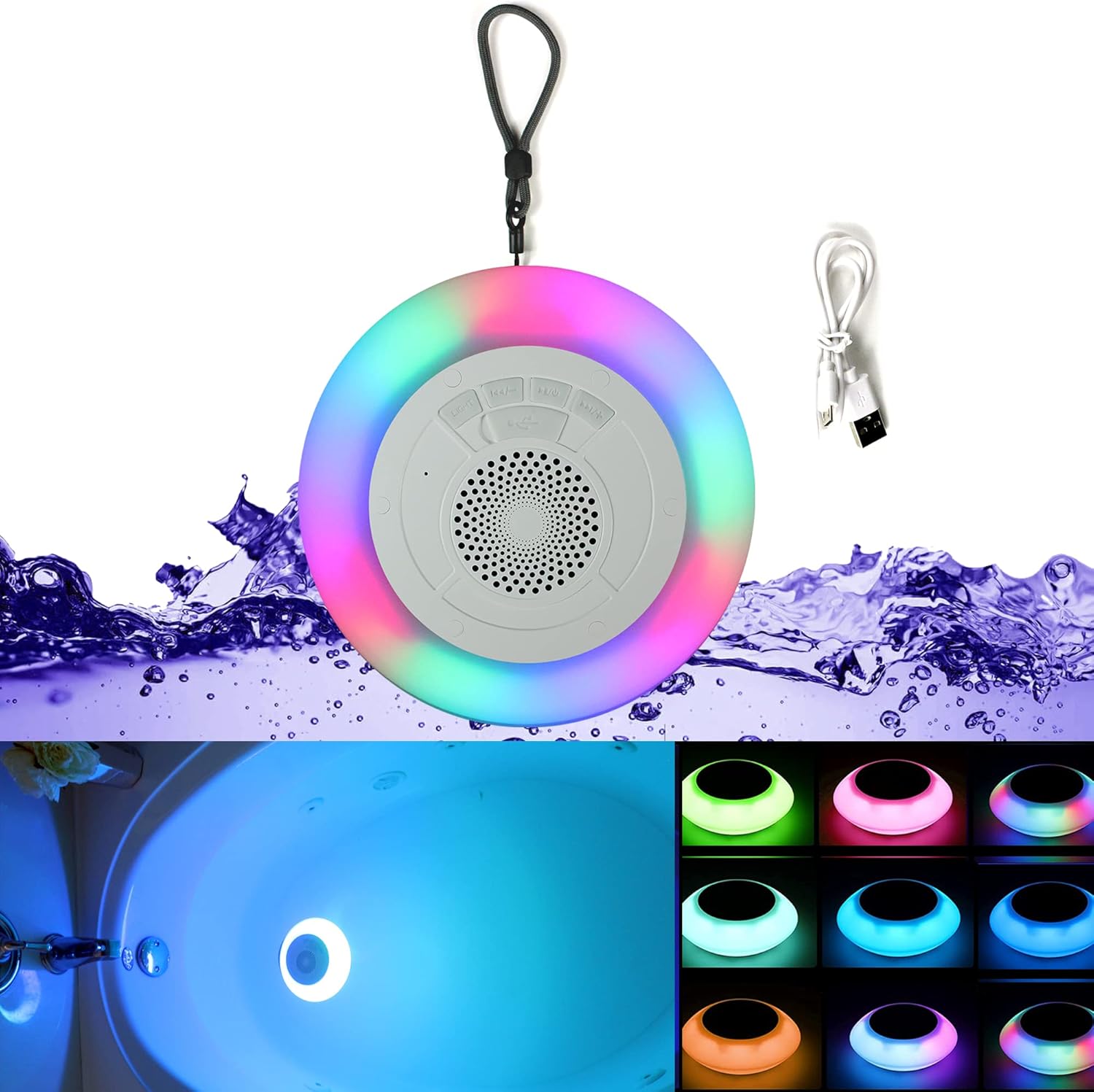 GlowTub Floating Waterproof Bath and Shower Bluetooth