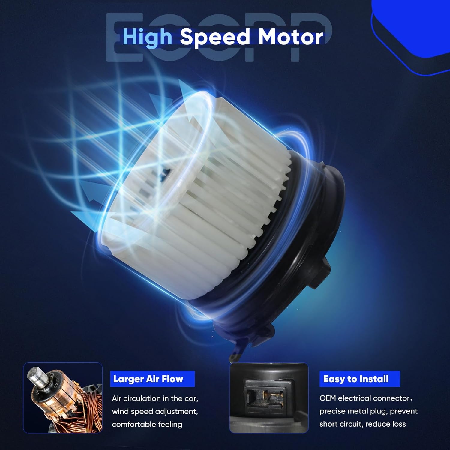 ECCPP 700253 HVAC Blower Motor Fit for Nissan Sentra 2007-2012, Rogue 2008-2015,2012 2013 2014 Nissan Rogue Select AC Blower Motor Automotive Replacement 27225-JM01B, 27225ET00A, 27225ET10A,27225EN000