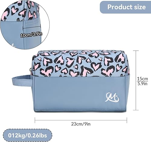 Miniatura 2 de Juego de 2 piezas de artículos de tocador de viaje impermeable maquillaje electrónico lápiz organizador bolsa con asa, Corazón azul rosa, Moda