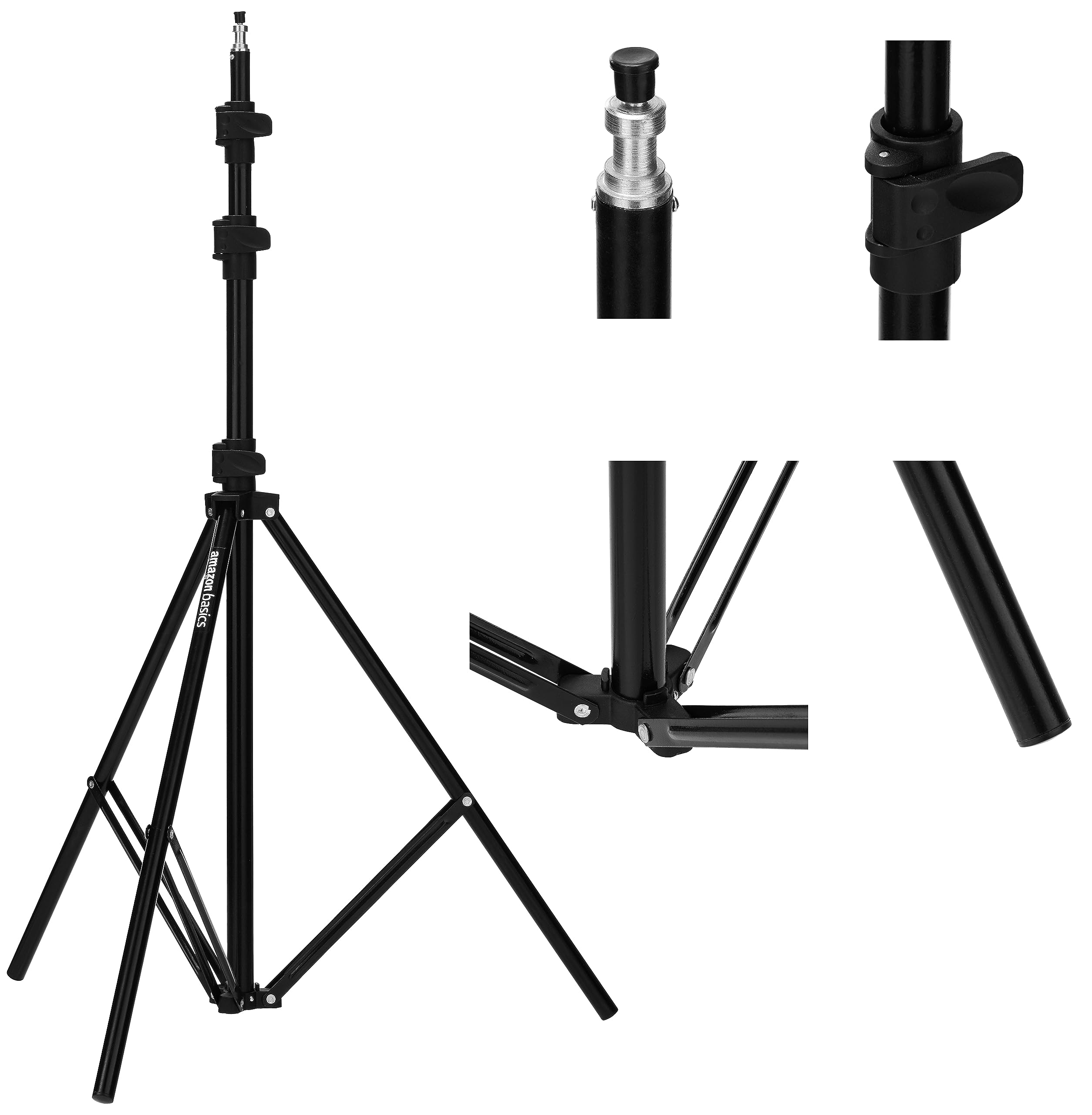 Amazon Basics Heavy 9 feet Portable Tripod Light Stand for Ring Light, Reflector, Diffuser and Studio Photography (Black)
