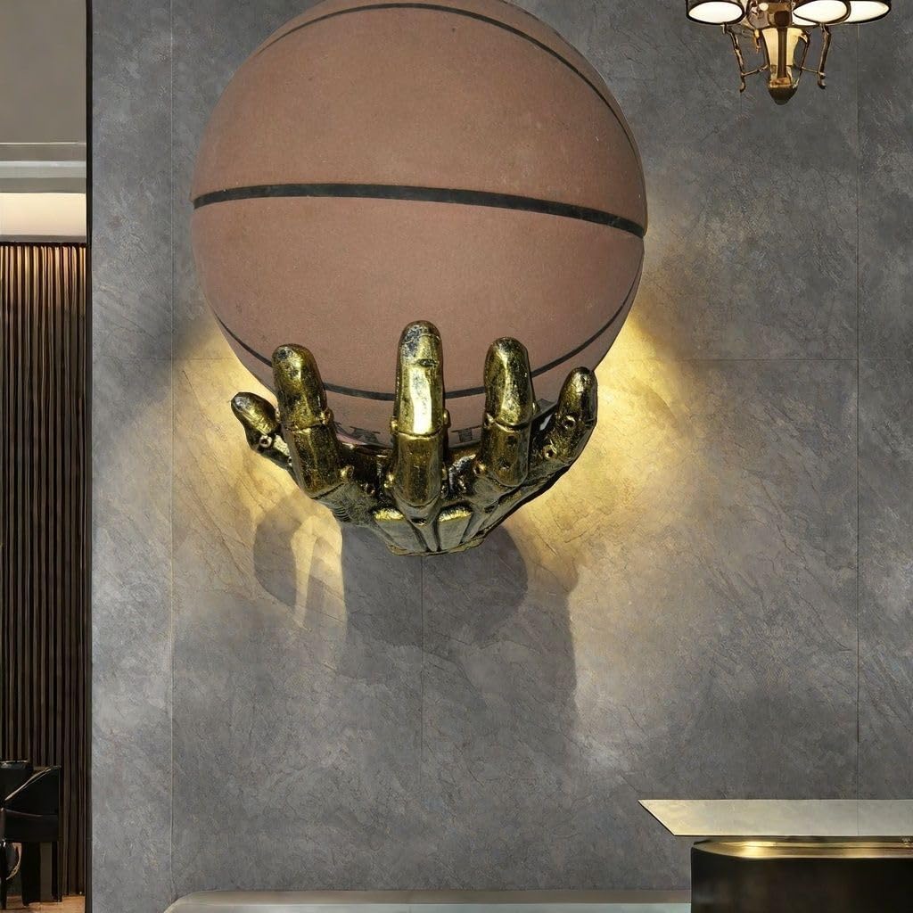 Portapalloni da basket da parete a forma di mano, stile punk meccanico, decorazione da parete artistica, espositore salvaspazio, decorazioni per palloni da basket, espositore per palloni