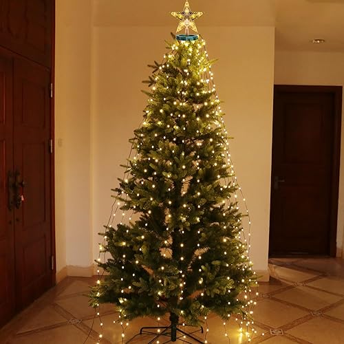 Miniatura 4 de Luces para árbol de Navidad con estrella superior, 400 luces LED de 6.6 pies x 16 líneas de luces de Navidad con 8 modos de temporizador y control