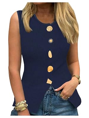 Verdusa Womens Old Money Clothes Vintage Button Down Sweater Vest Sleeveless Knit Tops Royal Blue Large