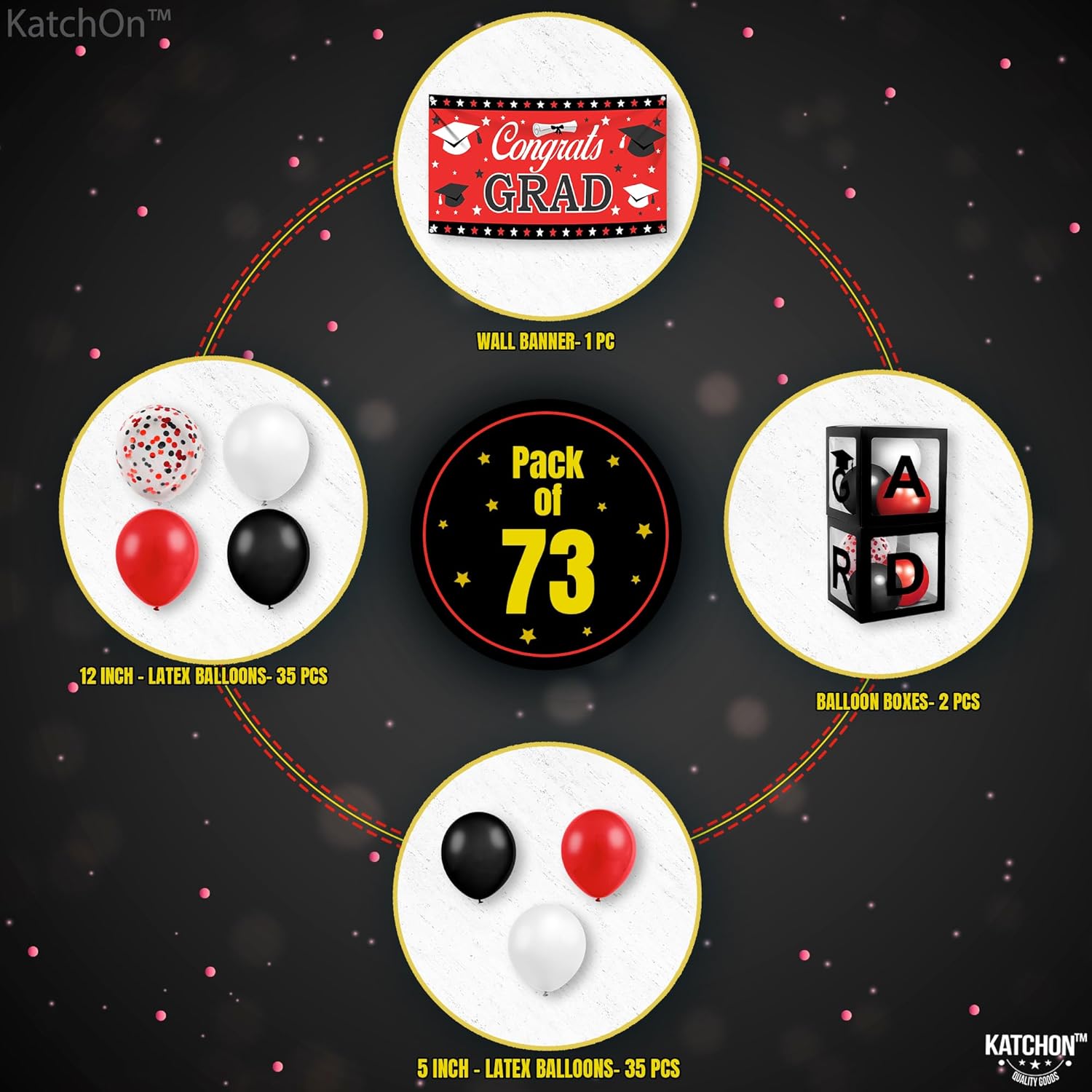 KatchOn, Graduation Decorations Class of 2026 - Huge, Pack of 75 | Congrats Grad Banner and graduation Boxes Grad Balloon Arch Kit | Red and Black Graduation Balloons for 2026 Graduation Decorations - Image 9