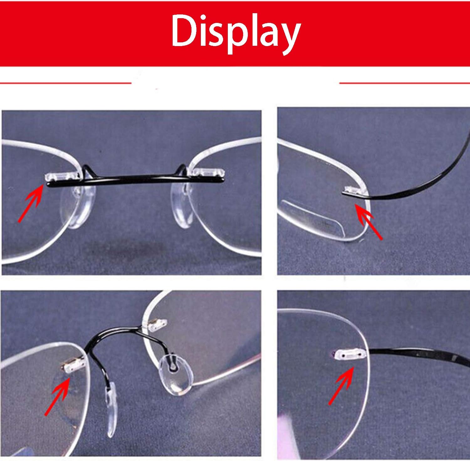 YouU 1.4/1.5/1.6/1.7/1.8/2.0mm Clear Plastic Compression Sleeves for Rimless Glasses Fixing Accessories Tools Eyeglasses Nose Pads with Multifunctional Glasses Screwdriver Glasses Cloth 130 pcs - Image 5