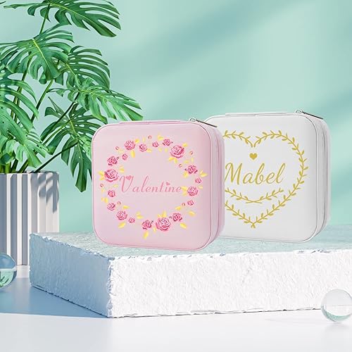 Miniatura 7 de YanNanKe Regalos de dama de honor joyero personalizado con flor de nacimiento pequeño estuche de joyería portátil de viaje mini caja organizadora de