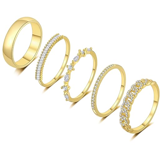 FUNEIA Stackable Gold Rings Set