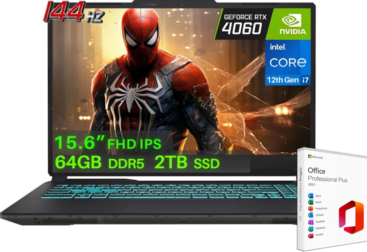 MSI 2024 Newest Cyborg 15 Gaming Laptop, 15.6″ 144Hz FHD, Intel 10-Core i7-12650H, NVIDIA GeForce RTX 4060, 64GB DDR5 RAM, 2TB SSD, WiFi 6, Backlit KB, Win 11 Home, with MS office Lifetime License MSI 2024 Newest Cyborg 15 Gaming Laptop, 15.6″ 144Hz FHD, Intel 10-Core i7-12650H, NVIDIA GeForce RTX 4060, 64GB DDR5 RAM, 2TB SSD, WiFi 6, Backlit KB, Win 11 Home, with MS office Lifetime License