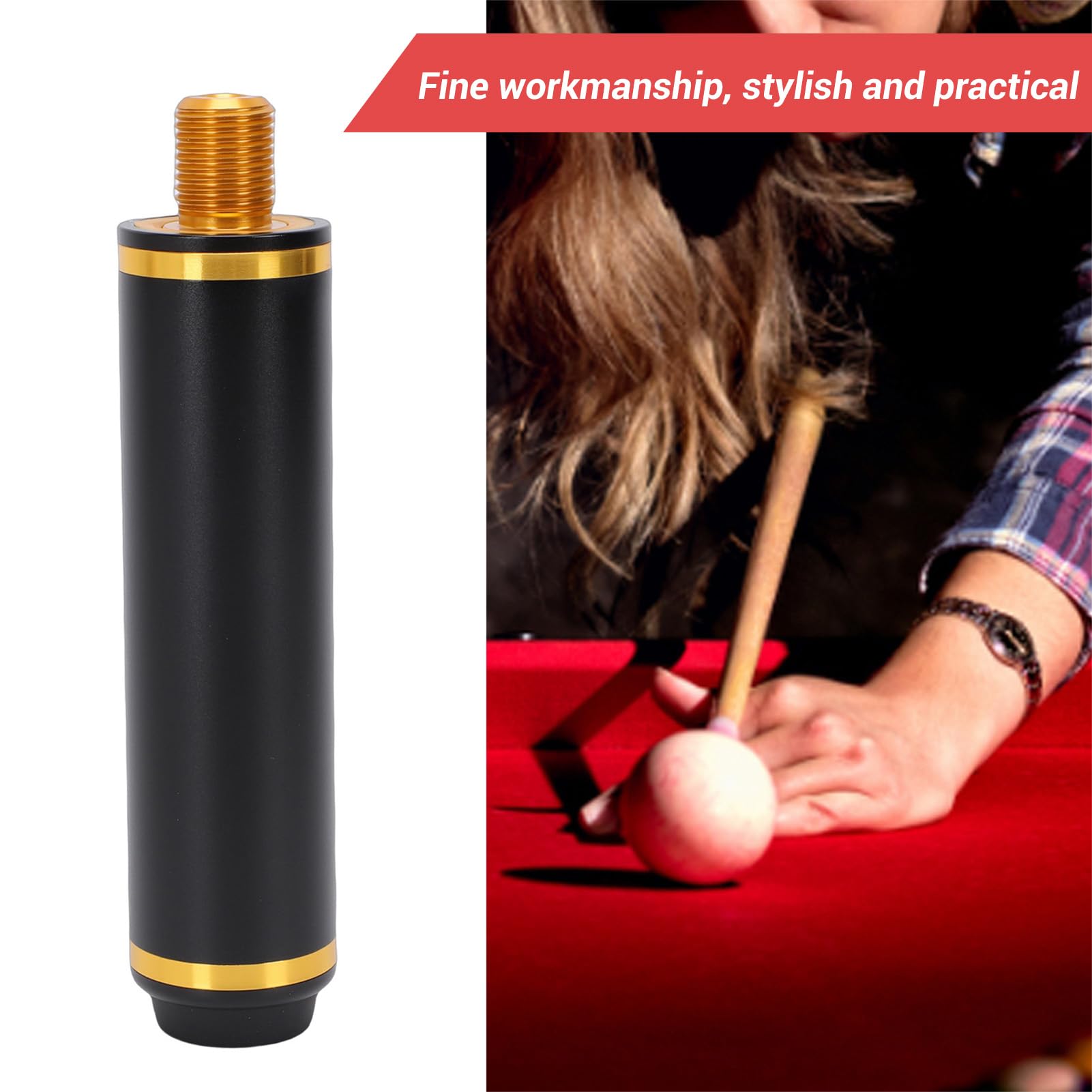 SIXRUN Pool Cue Extension Rod, Bacchetta da Biliardo in Lega di Alluminio con Forte Blocco Rotazionale per Stecche da 9 Ball