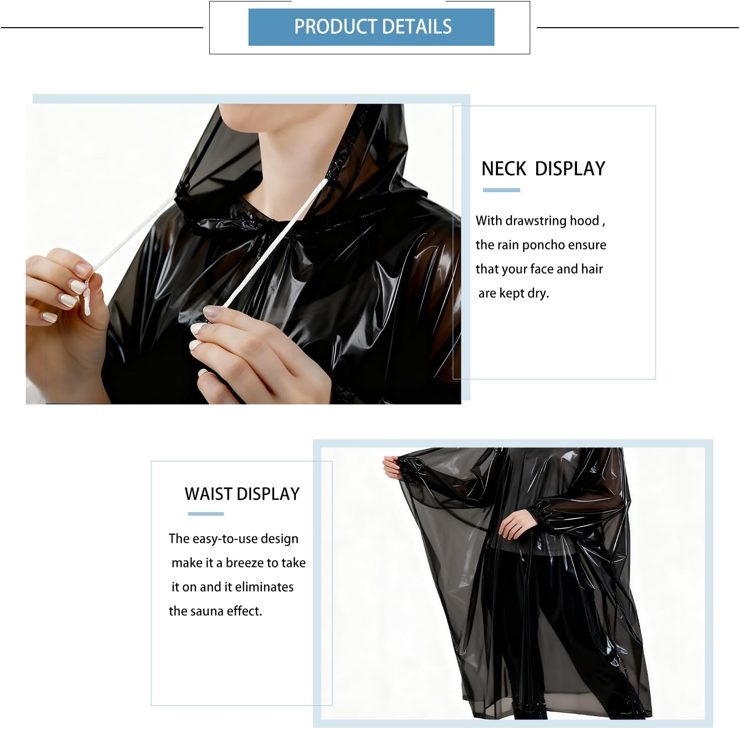 Disposable Rain Ponchos for Kids 6 Pack/Adults 10 and 6 Pack/Ponchos Family 6 Pack Extra Thicker Emergency Ponchos - Image 3