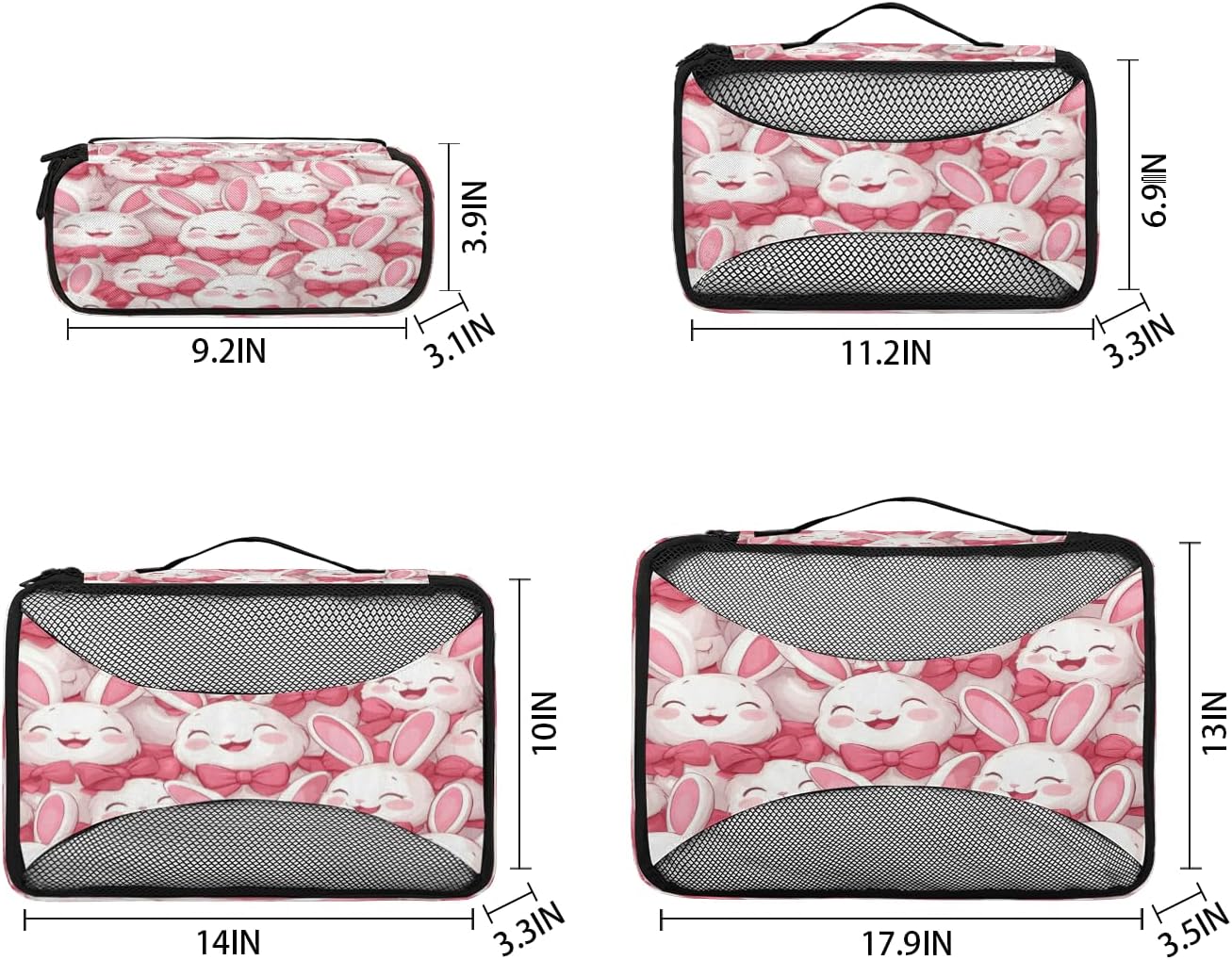 Rabbits Pattern Theme 4 Set Packing Cubes Packing Cubes for Women Lightweight Travel Essential Bag Clothes Carry on Suitcase Bags for Accessories Essentials