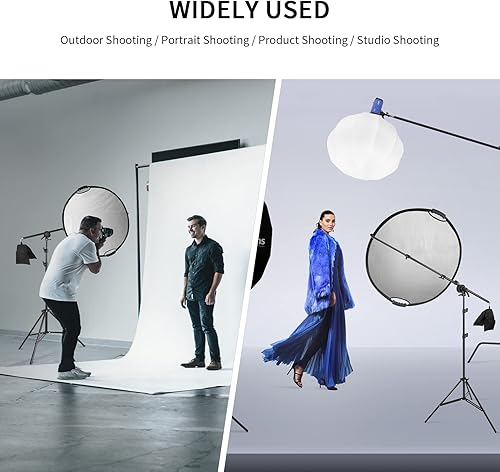 Miniatura 3 de Selens Kit de soporte para reflector de fotografía, 32 pulgadas31.5 in, reflectores de luz plegables 5 en 1 con soporte de brazo giratorio y bolsa