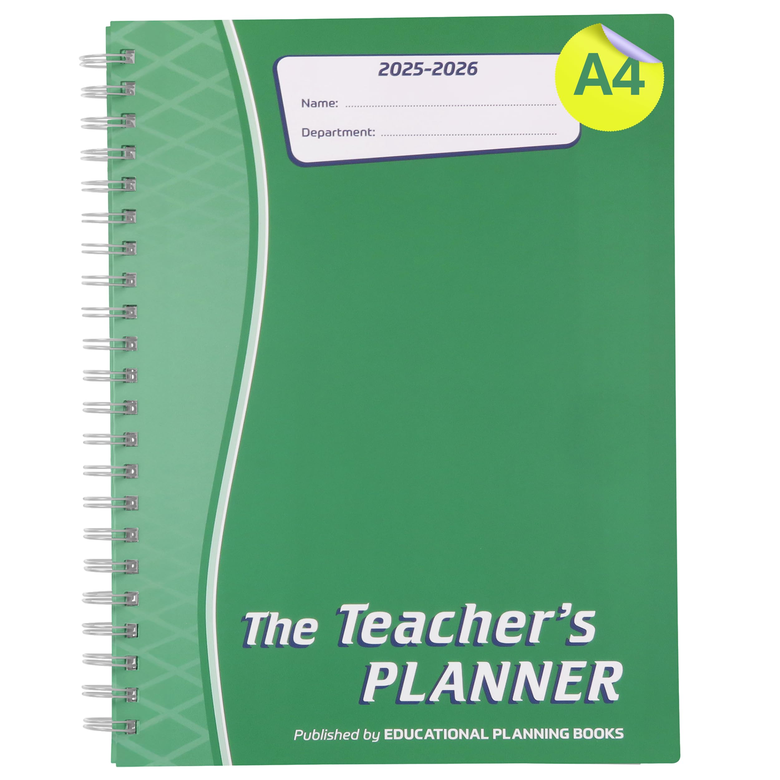 Educational Planning Books - The Teachers Planner 2025-26 | (A4, 8 Periods) | Page-a-Day & Undated, with Dedicated Pages for Year Planning, Exams, Marking, Contacts, and more - Green (TP1-G)