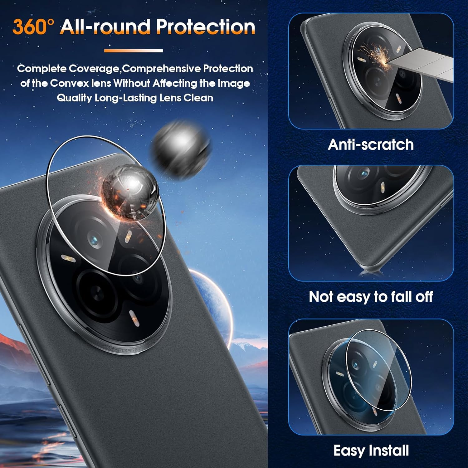 Locofun Pellicola Vetro Temperato per Realme 14 Pro e Protezione Lente Fotocamera, Durezza 9H Schermo Protettiva Film [2+2 Pezzi], Anti Graffi Niente Bolle