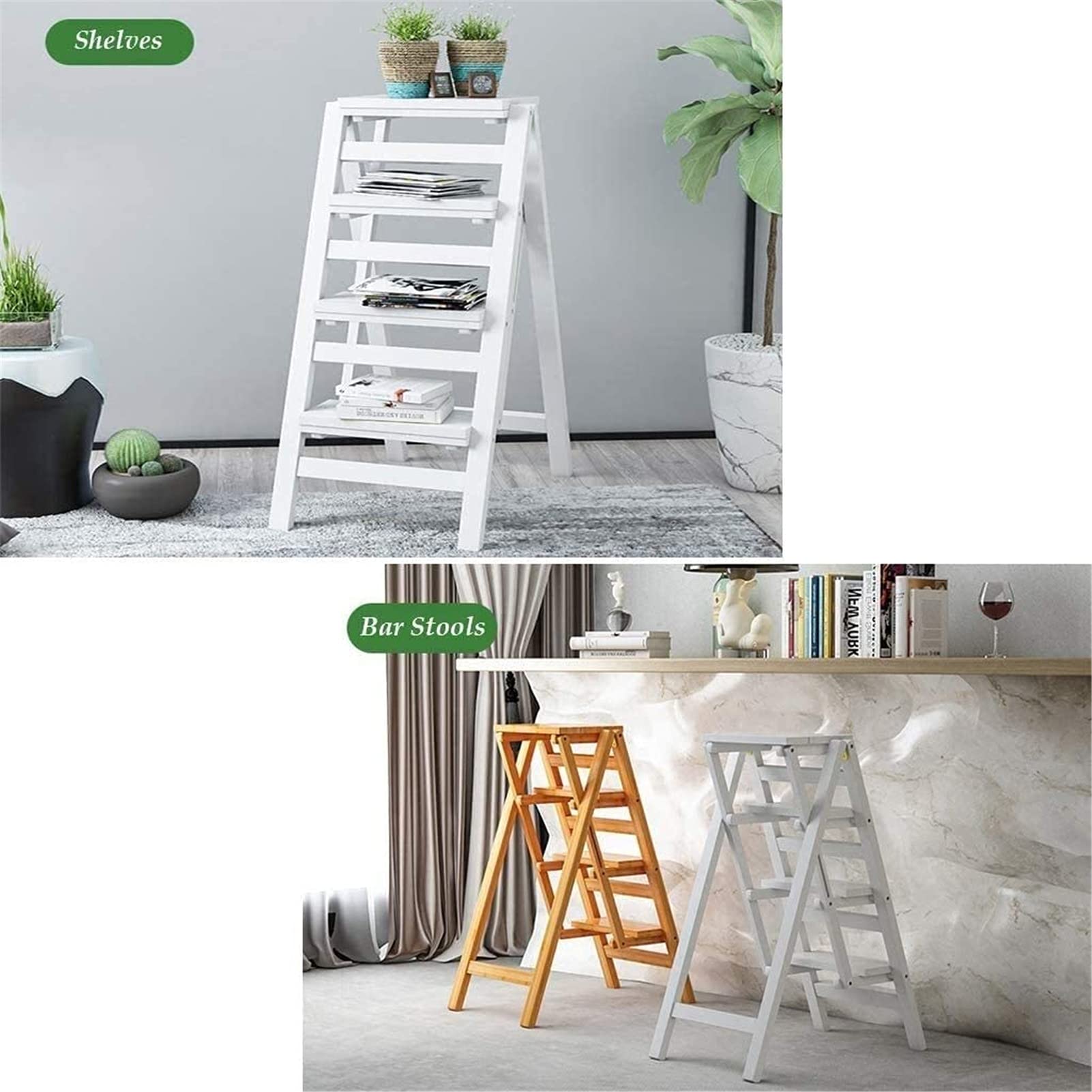 Taburete de Paso portátil Plegable de 4 peldaños para Cocina, Taburete de Paso para niños pequeños, Taburete de Madera de 4 Pasos para Adultos y niños en Interiores