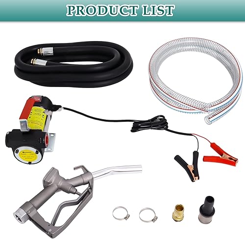 Miniatura 9 de Bomba de transferencia de combustible de 12 voltios, bomba de transferencia diésel con manguera de succión y boquilla de bomba de combustible, bomba
