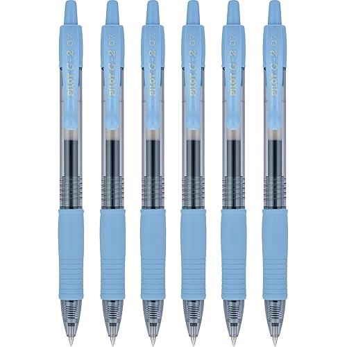 PILOT G2 Premium Refillable & Retractable Rolling Ball Gel Pens, 0.7mm Fine Point, Periwinkle, 6-Pack