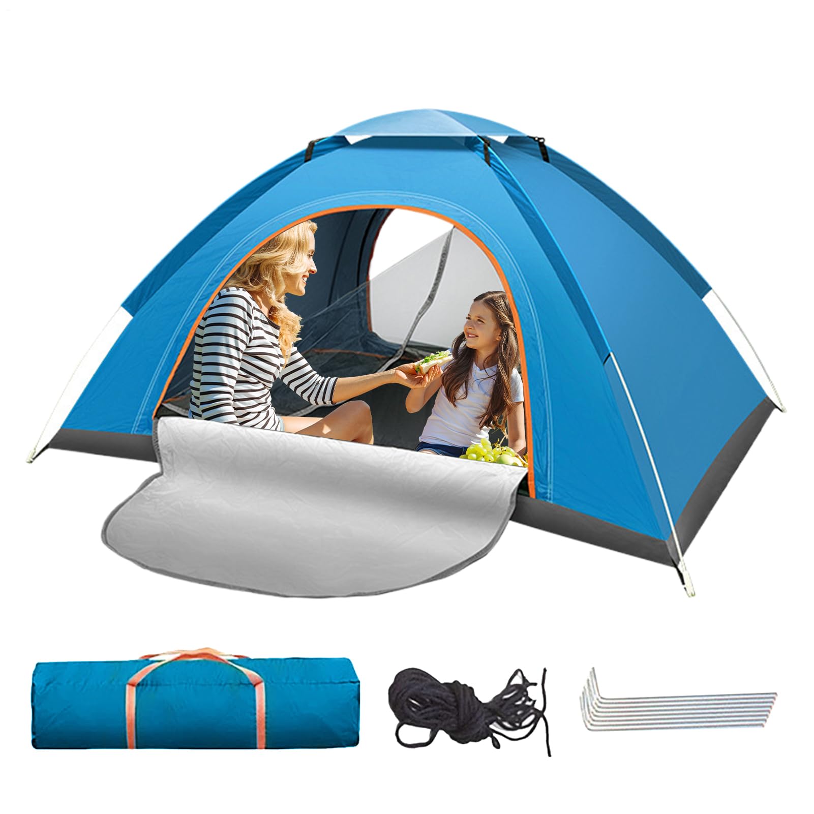 Tenda da campeggio per esterni | Tenda a cupola portatile familiare - Protezione solare 2 persone con porta in rete anti-UV impermeabile per attività all'aperto