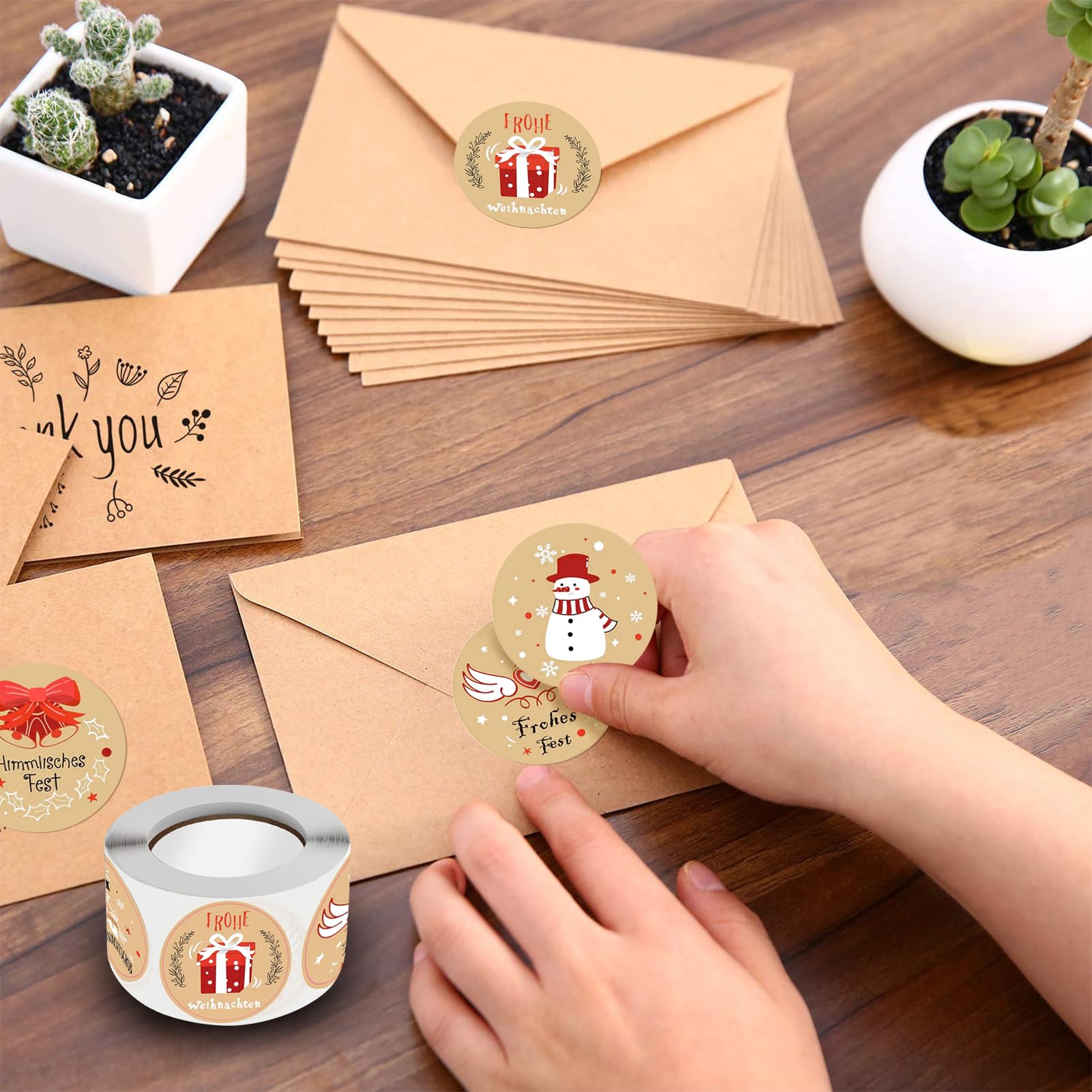 Rotolo 500 Etichette Natalizie - Adesivi Tondi Per Regali E Biglietti 6,8x2,5cm