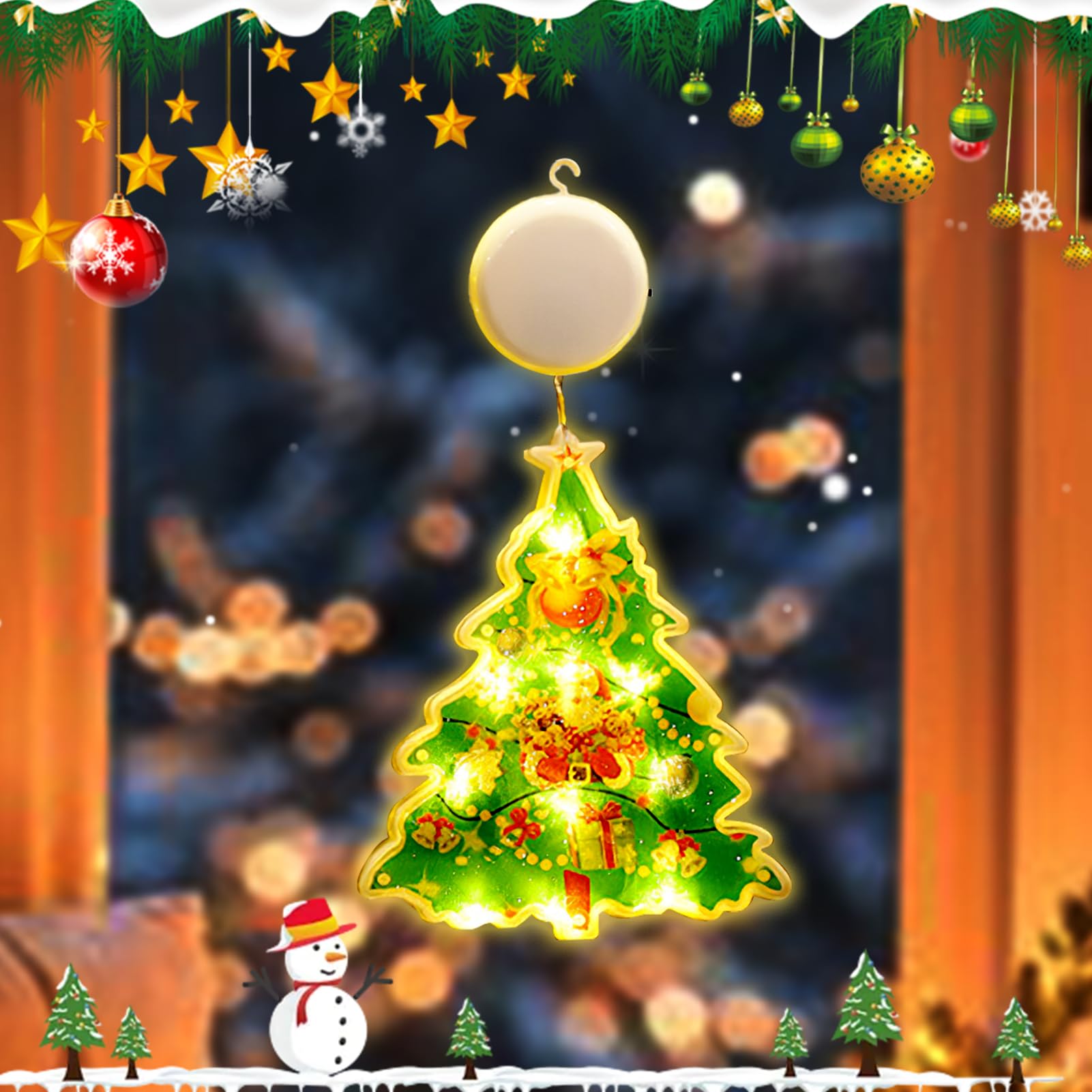 Luces de Navidad Ventana Luz de Ventana de Navidad Colgante LED con Ventosa Interior Decoración Christmas Luz Luces de Decorativa para Jardín Bodas Navidad