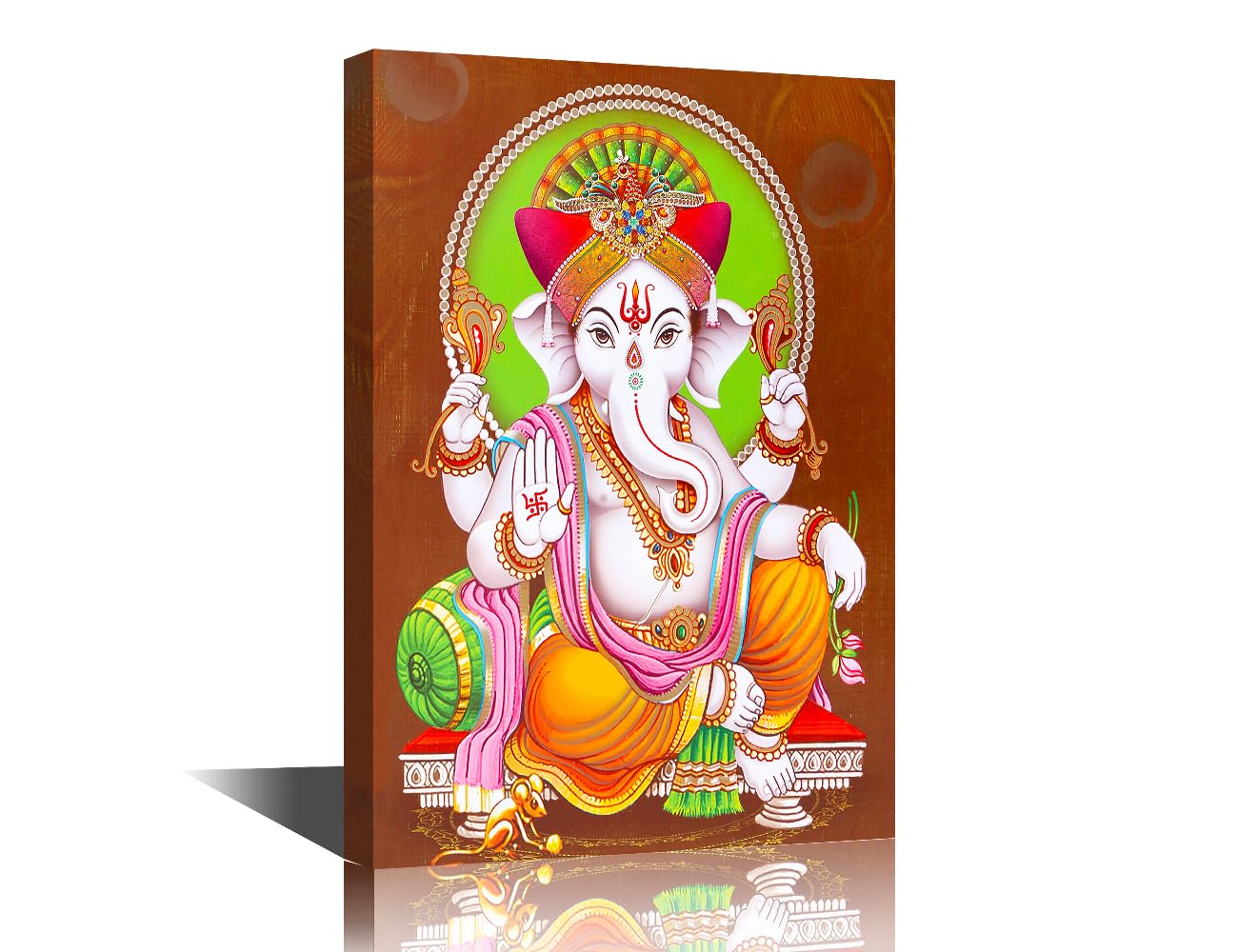 TISHIRON Framed Wall Art for Bedroom Lord Ganesha Canvas Indian God Paintings Artwork Hindu God Pictures Home Decor for Living Room Posters and Prints Gallery-Wrapped Stretched Ready to Hang 18x12 in