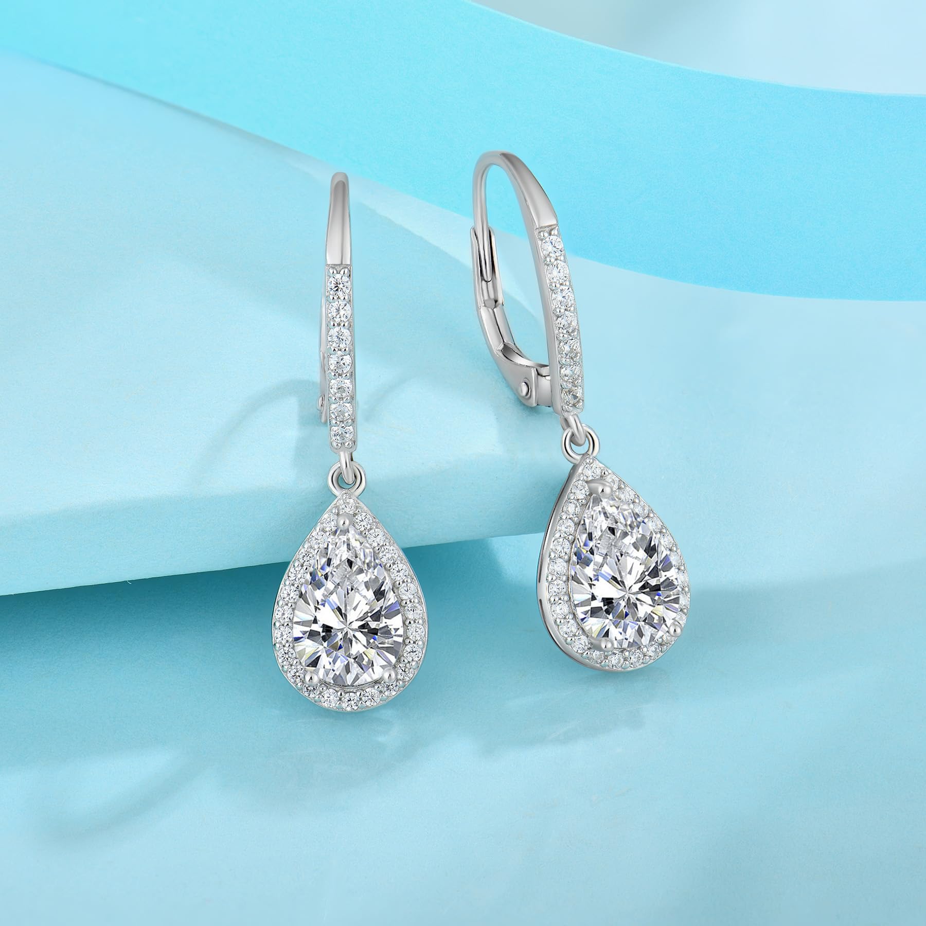 FJ Tropfen Hängend Ohrringe Damen 925 Sterling Silber Geburtsstein Ohrringe Schmuck Geschenke für Frauen Mutter Freundin Mama