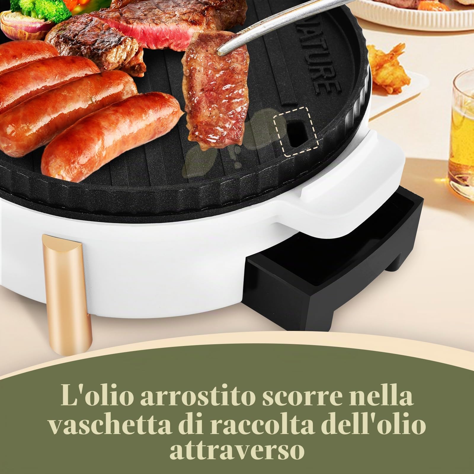 YJINGRUI Hot Pot - Barbecue elettrico 2200 W, 2 in 1, con 2 regolazione indipendente della temperatura per 3-12 persone
