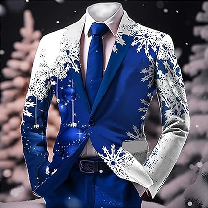 Blazer Natalizio Da Uomo Con Motivo Festivo - Giacca Singola Intrecciata, Leggera, Perfetta Per Feste E Cene Di Natale
