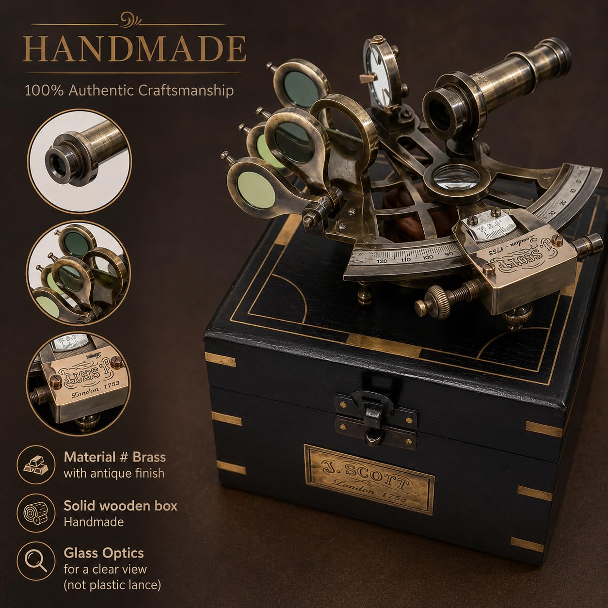 Amazon.co.jp: Nautical Sextant J.Scott London ヴィンテージ 真鍮