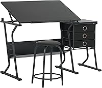 Vista 1 de Eclipse Ultra - Mesa de dibujo con taburete, parte superior ajustable en ángulo, estantes de almacenamiento y cajones de 2 piezas