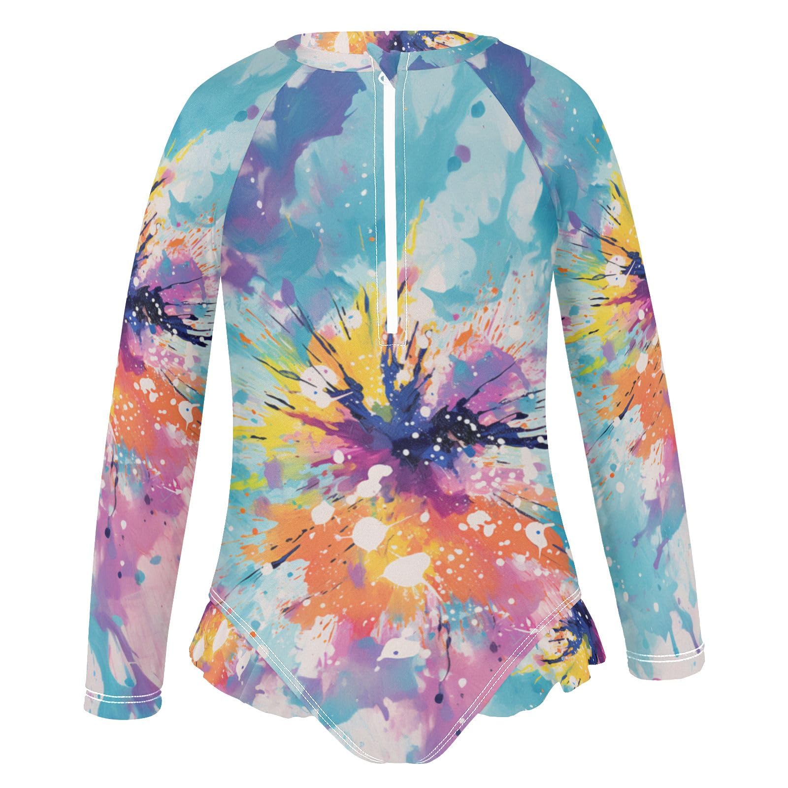 ALAZA Toddler Swimsuit Girl Bathing Suit Swimwear Rash Guard Watercolor Splash Marble Long Sleeve 3T