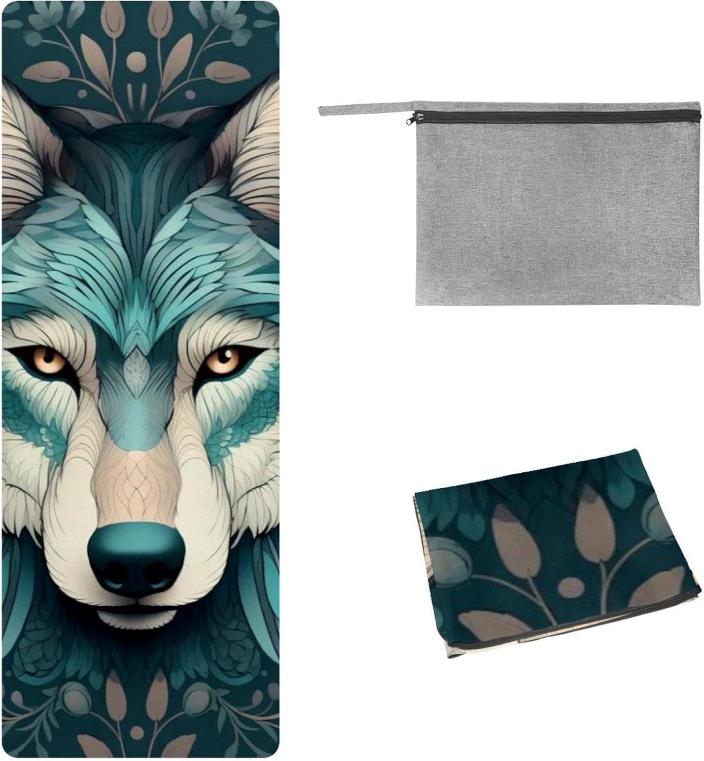 Yoga Towel, Wolf Animal Print Non Slip Sweat Absorbent Hot Yoga Mat Towel for Hot Yoga, Pilates and Fitness - 72.8" x 26.8"