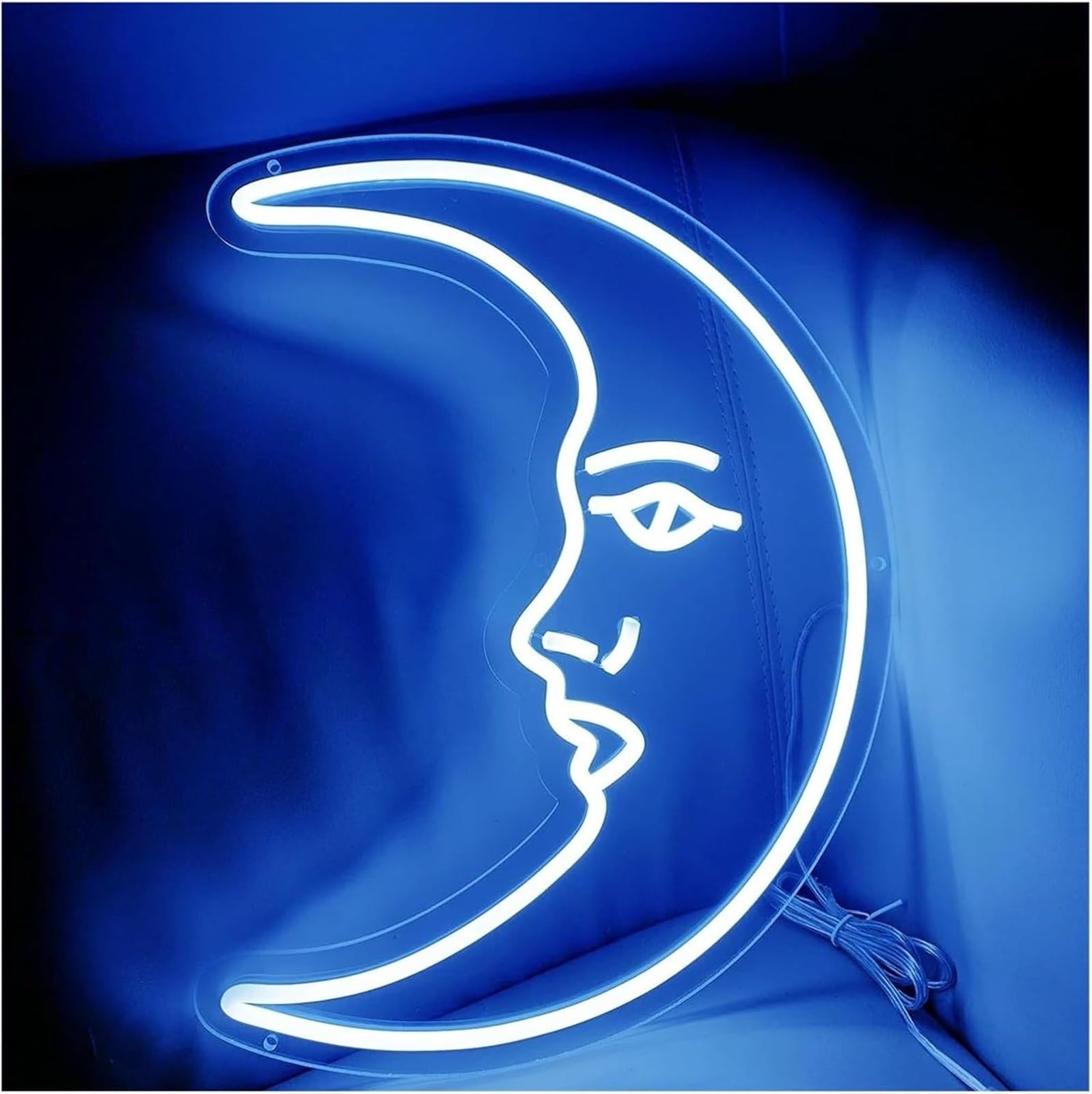 Lámpara de ambiente relajante con forma para luna, letrero neón, para ideal para iluminación pared 3D, arte y juegos(E,40X30CM)